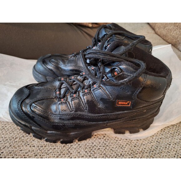 Worx Red Wing Steel Toe Boots Mens 6.5 M Black Leather ASTM F2413-18 - Picture 5 of 10